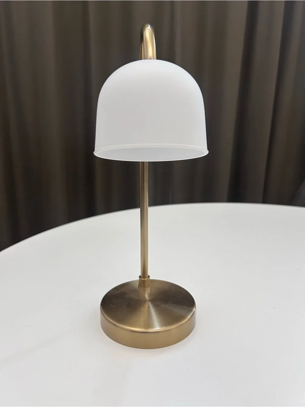 IKEA TVÄRMASTAD Cordless Battery Table Lamp Brass with White Shade